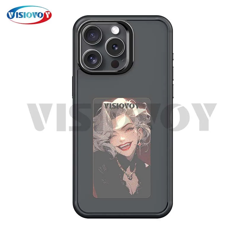 New-Tech NFC Function Phone Case for  15 14 13 Pro Max DIY Cases E Ink Screen Phone Cover Cartoon Girl Fundas Battery Free