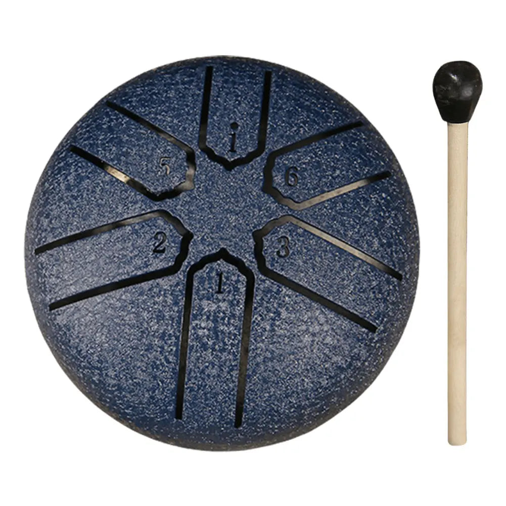 3 Inches 6 Tones Steel Tongue Drum Outdoors Rain Drum Instrument Mini Hand Drum Ethereal Drum Sticks Percussion Drum Accessories