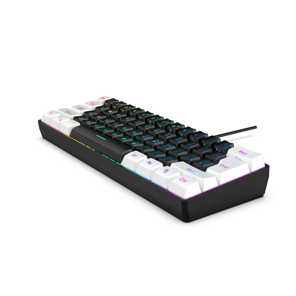 Gaming Keyboard, Quiet Wired Computer Keyboard USB Wired 61-Key Gaming Keypad Ergonomic Streamlined Design Keyboard