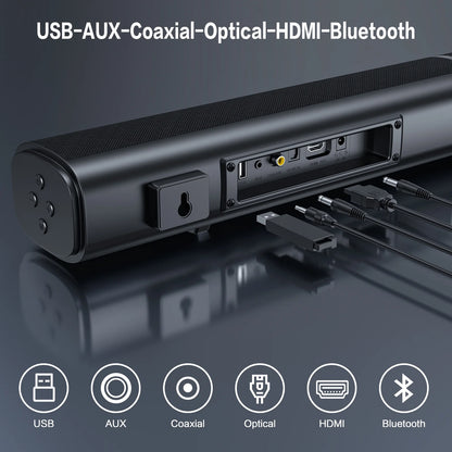 4.1Ch Soundbar with Subwoofer, 120W Separable Sound Bar for TV with 4 Drivers, Usb/Aux/Coaxial/Optical/Hdmi/Bluetooth Connect