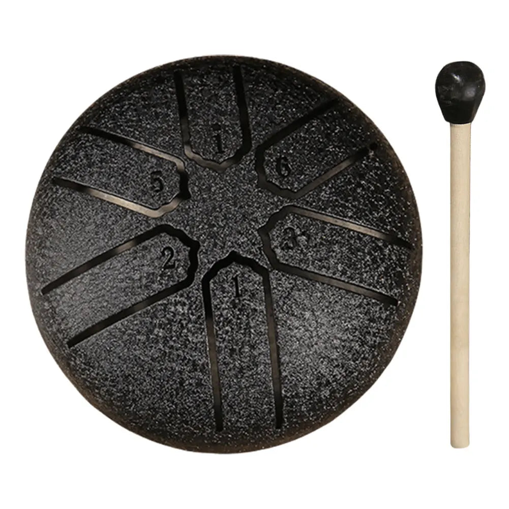 3 Inches 6 Tones Steel Tongue Drum Outdoors Rain Drum Instrument Mini Hand Drum Ethereal Drum Sticks Percussion Drum Accessories