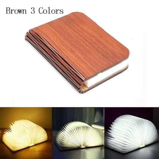 3D Folding Creative LED Night Light RGB Color USB Recharge Wooden Book Light Decor Bedroom Desk Table Lamp for Kid Brithday Gift