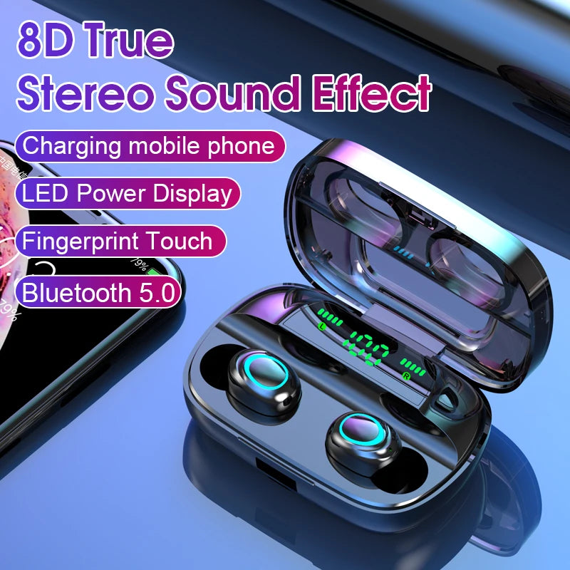 S11 TWS LED Bluetooth Wireless Earphones Touch Control Earbuds 3500Mah Sports Waterproof Headphone 8D Stereo Sound Headsets