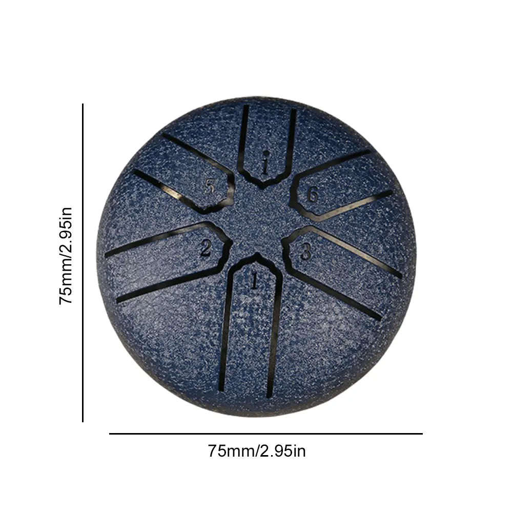 3 Inches 6 Tones Steel Tongue Drum Outdoors Rain Drum Instrument Mini Hand Drum Ethereal Drum Sticks Percussion Drum Accessories