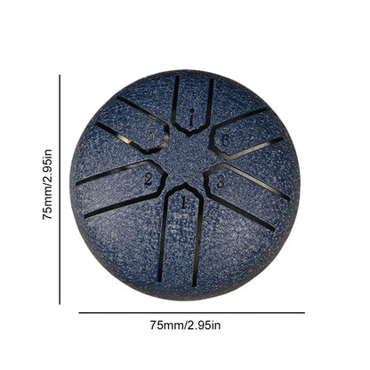 3 Inches 6 Tones Steel Tongue Drum Outdoors Rain Drum Instrument Mini Hand Drum Ethereal Drum Sticks Percussion Drum Accessories