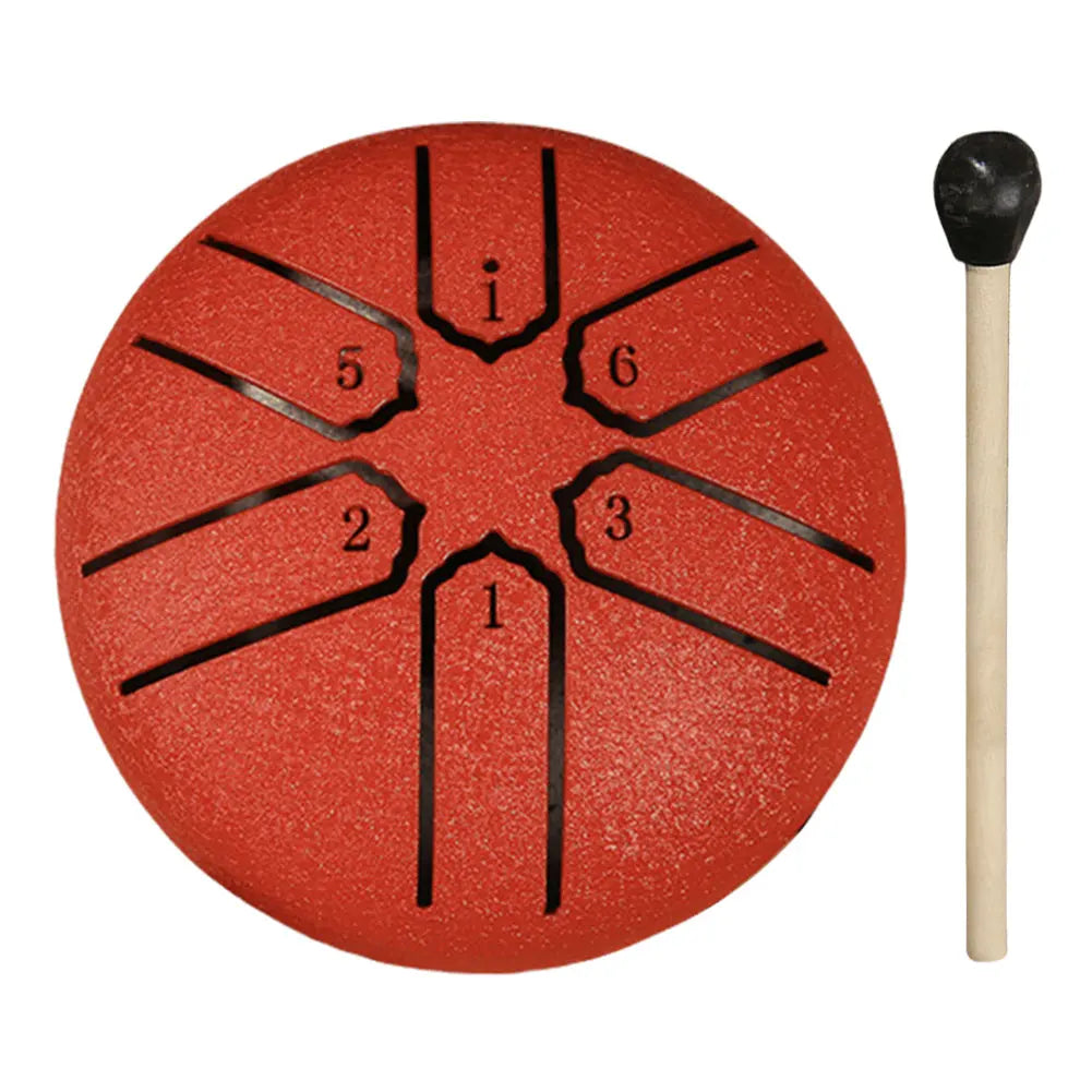 3 Inches 6 Tones Steel Tongue Drum Outdoors Rain Drum Instrument Mini Hand Drum Ethereal Drum Sticks Percussion Drum Accessories