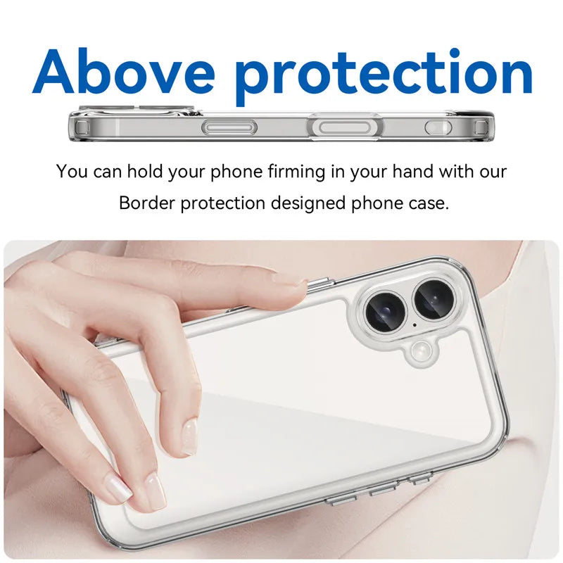 For  16 Case  16 plus Pro Max Cover Luxury Clear PC Shockproof Silicone Protective Phone Back Cover for  16