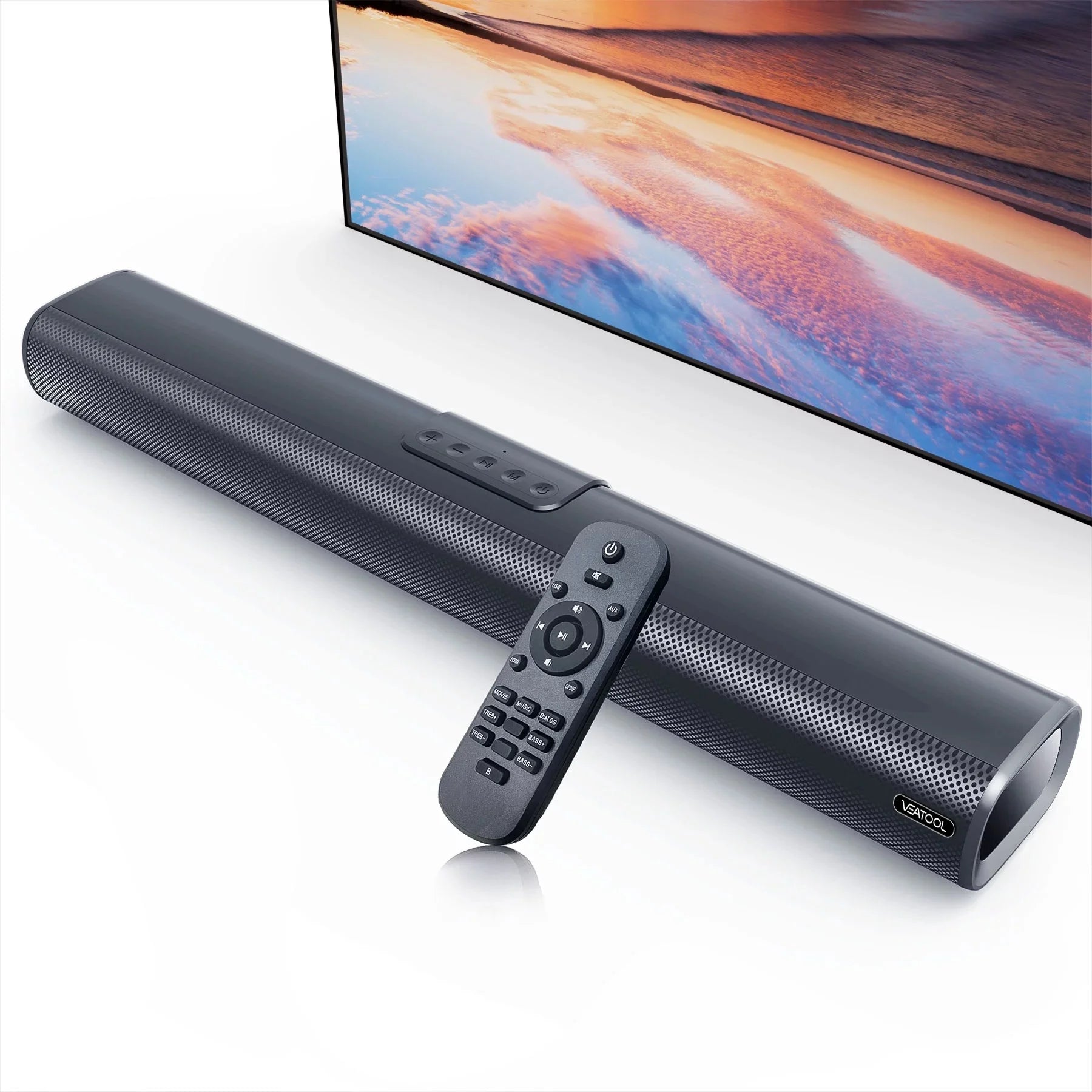 2.1Ch Sound Bars for TV, Soundbar with Subwoofer, Wired & Wireless Bluetooth 5.0 3D Surround Speakers, Optical/Hdmi/Aux/Rca/Usb Connection, Wall Mountable, Remote Control